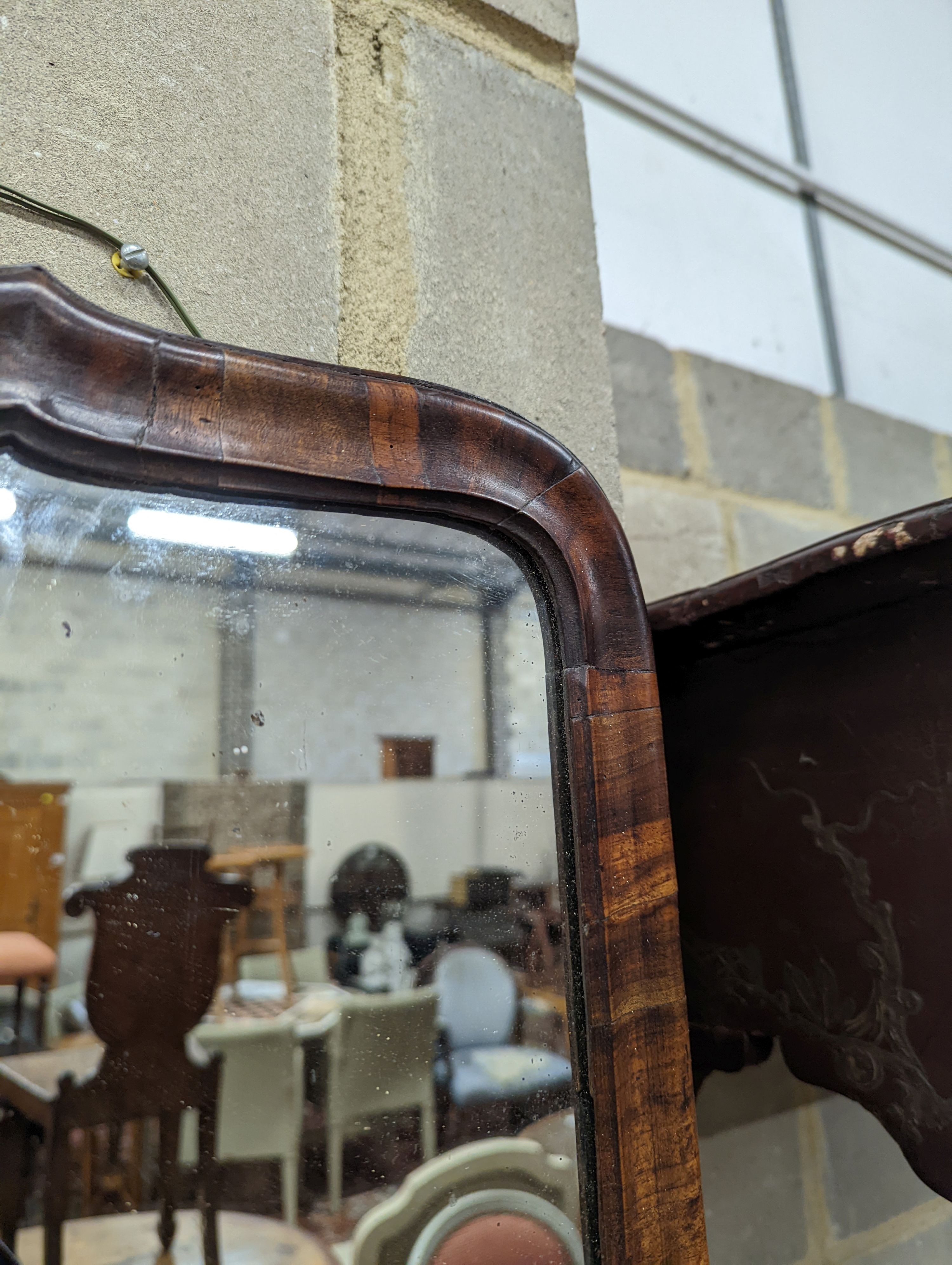 An 18th century walnut wall mirror, width 37cm, height 58cm